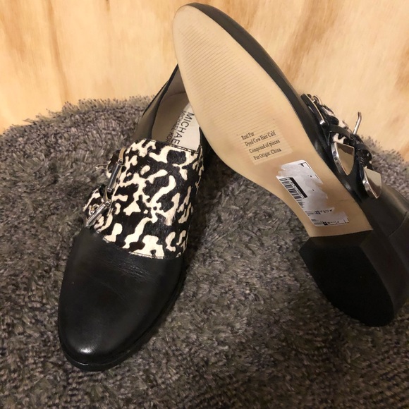 Michael Kors Black Leather Hair Calf Flat Shoe - Picture 5 of 7